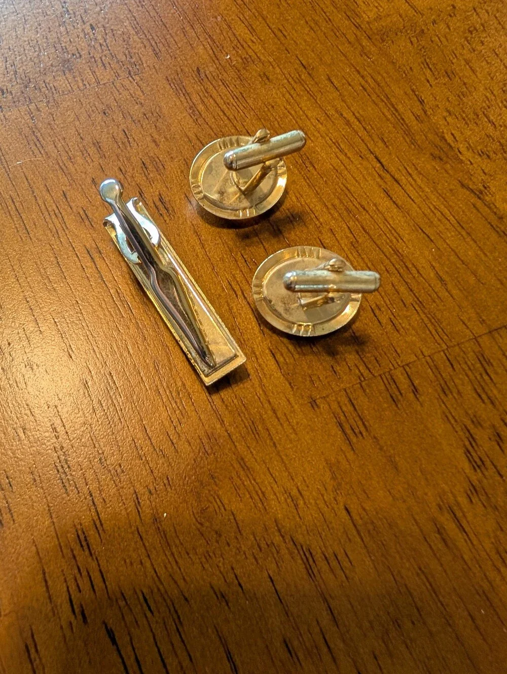 Classic Amber-Tone Cufflinks and Tie Bar Set - Men's Accessories